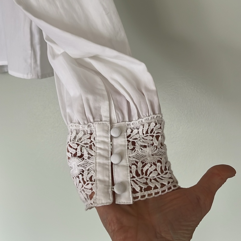 Exspress Cropped White Button Down Shirt - Picture 7 of 11